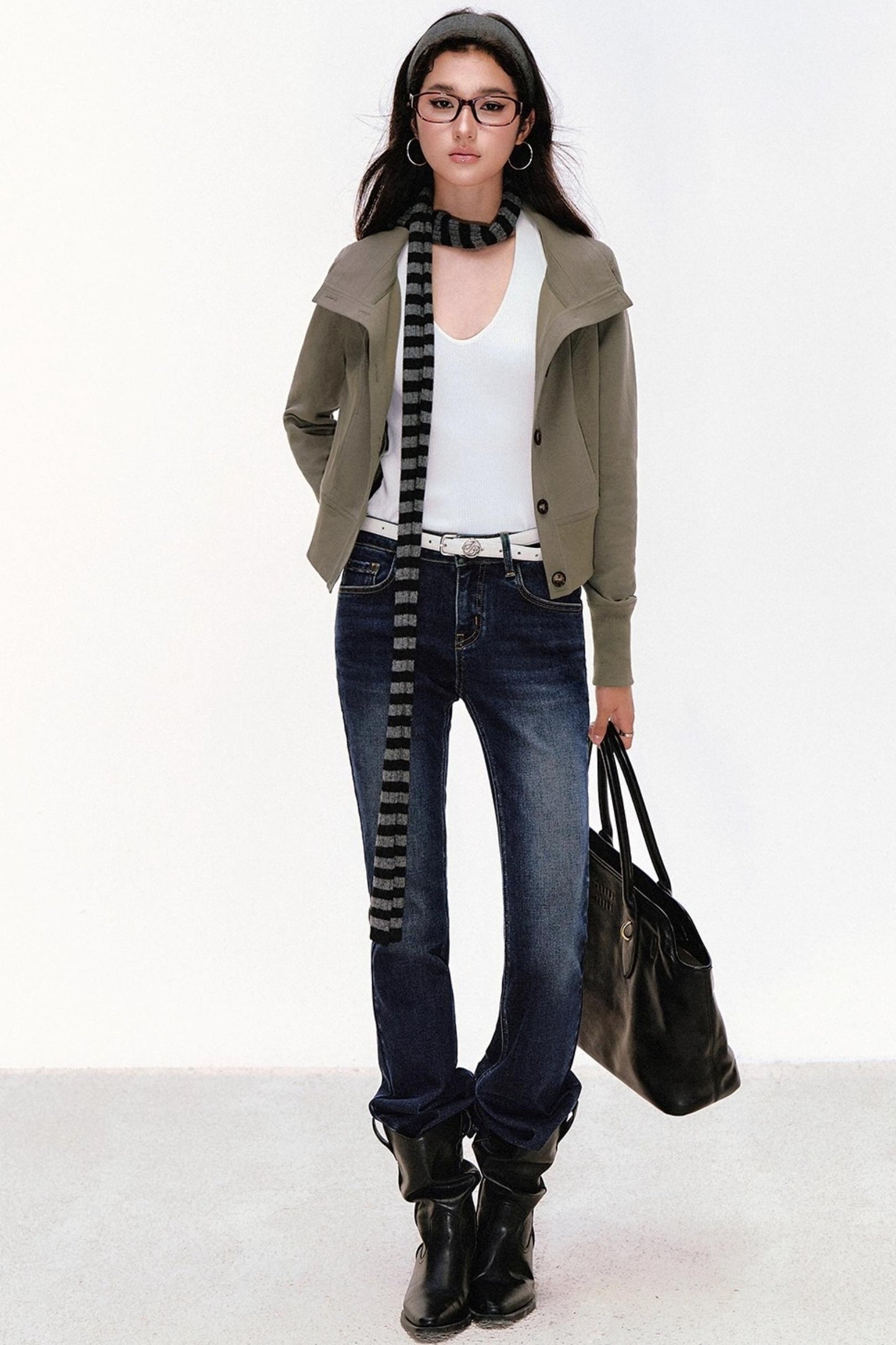 Vintage Stand-Up Collar Short Jacket