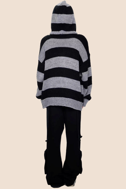 Striped Hooded Knit Jacket