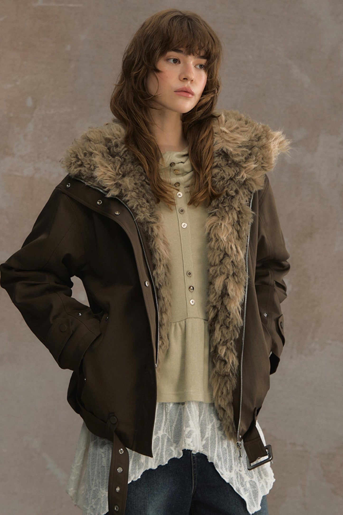 Time Traveler Fur Collar Jacket