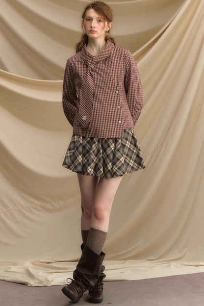 Relaxed Diagonal Plaid Shirt