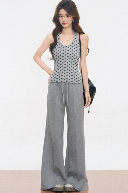 Polka Dot Off-Shoulder Knit Set-Up