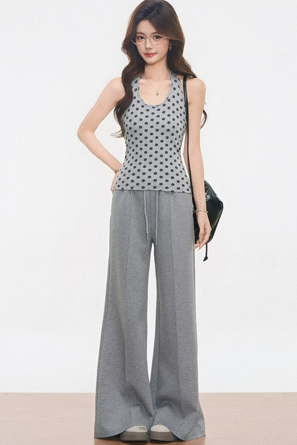 Polka Dot Off-Shoulder Knit Set-Up