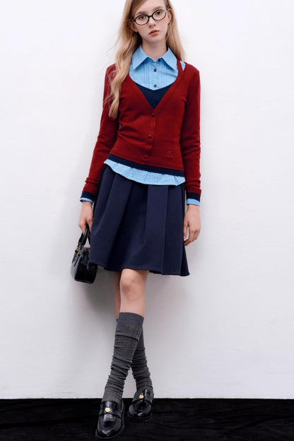 Wool Knit Pullover Layered Top