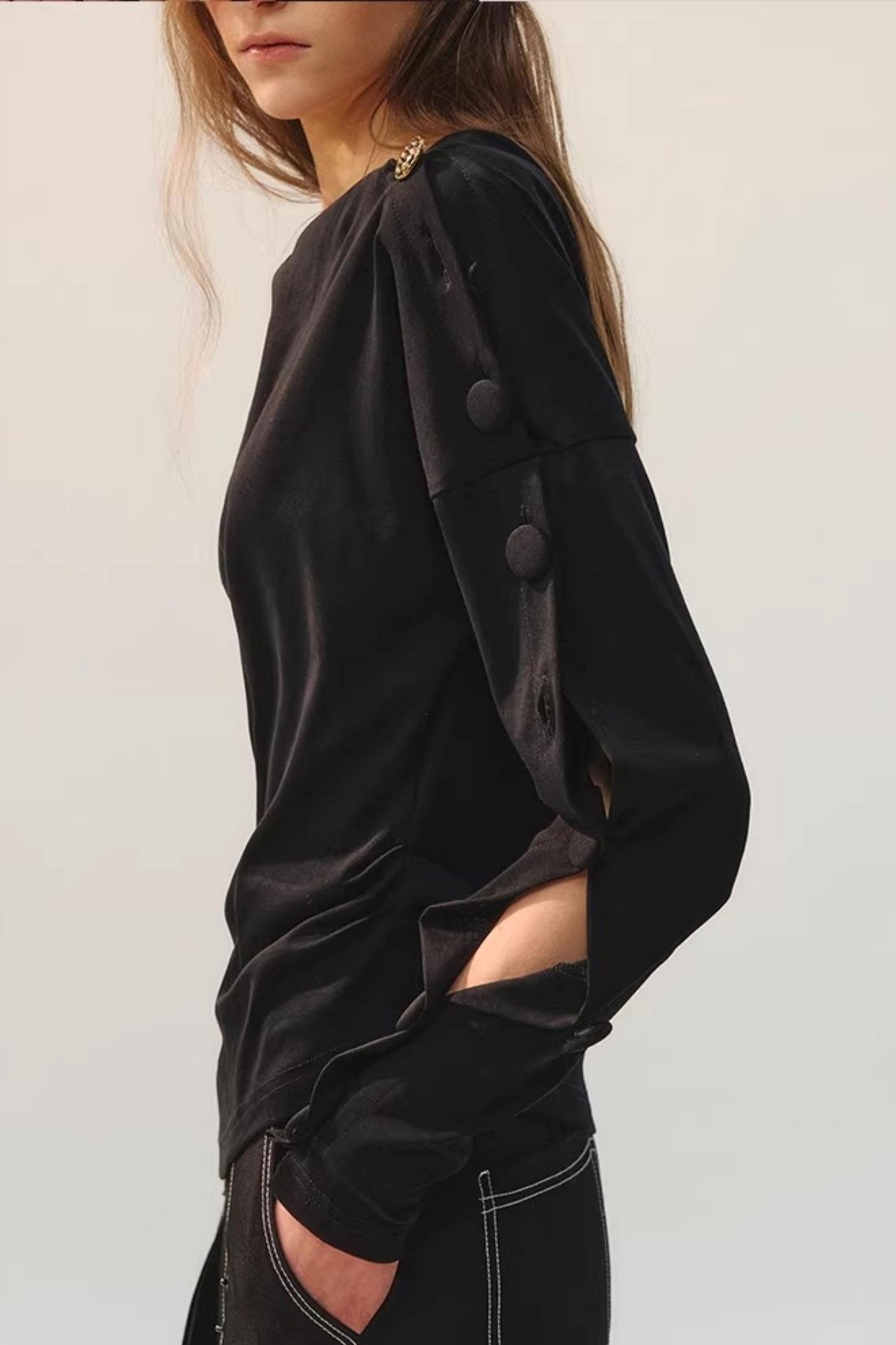 Golden Button Closure Top