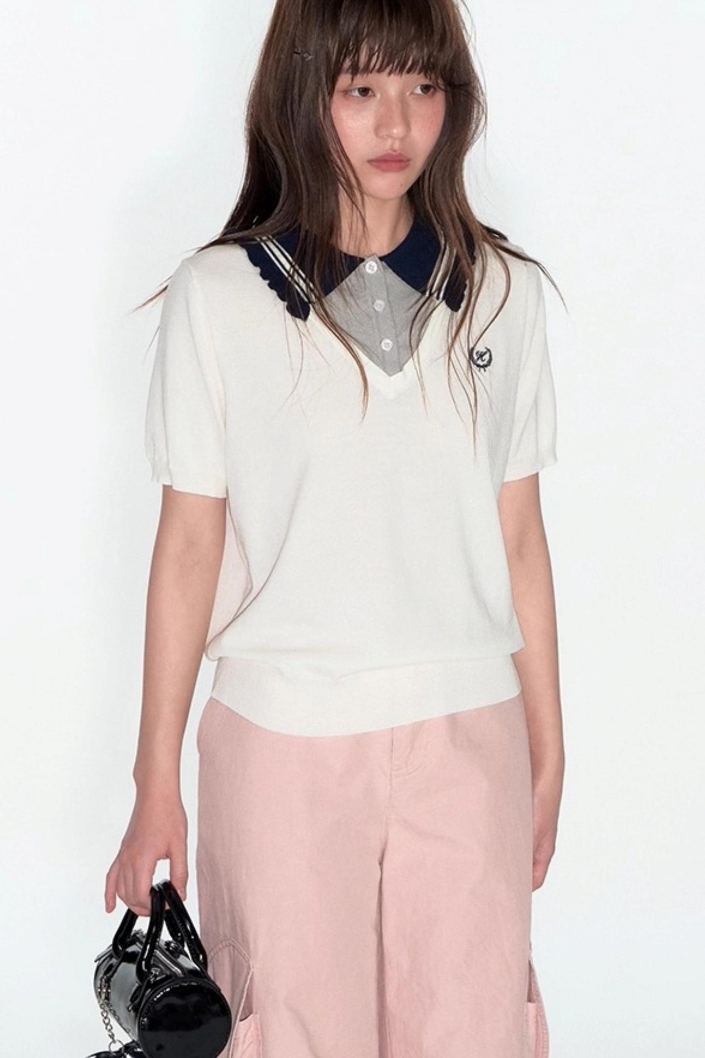 Preppy V-Neck Knit Top