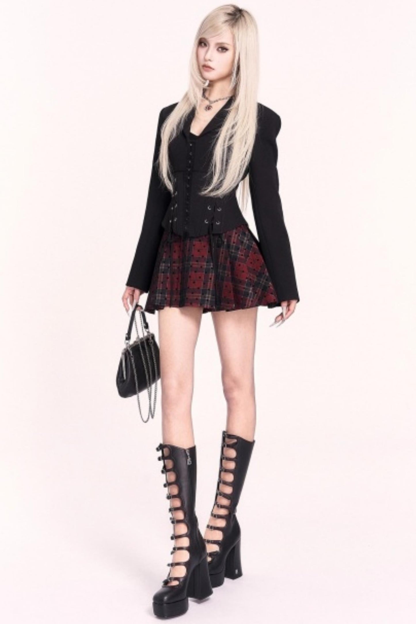 Slimming Black Lace-Up Blazer