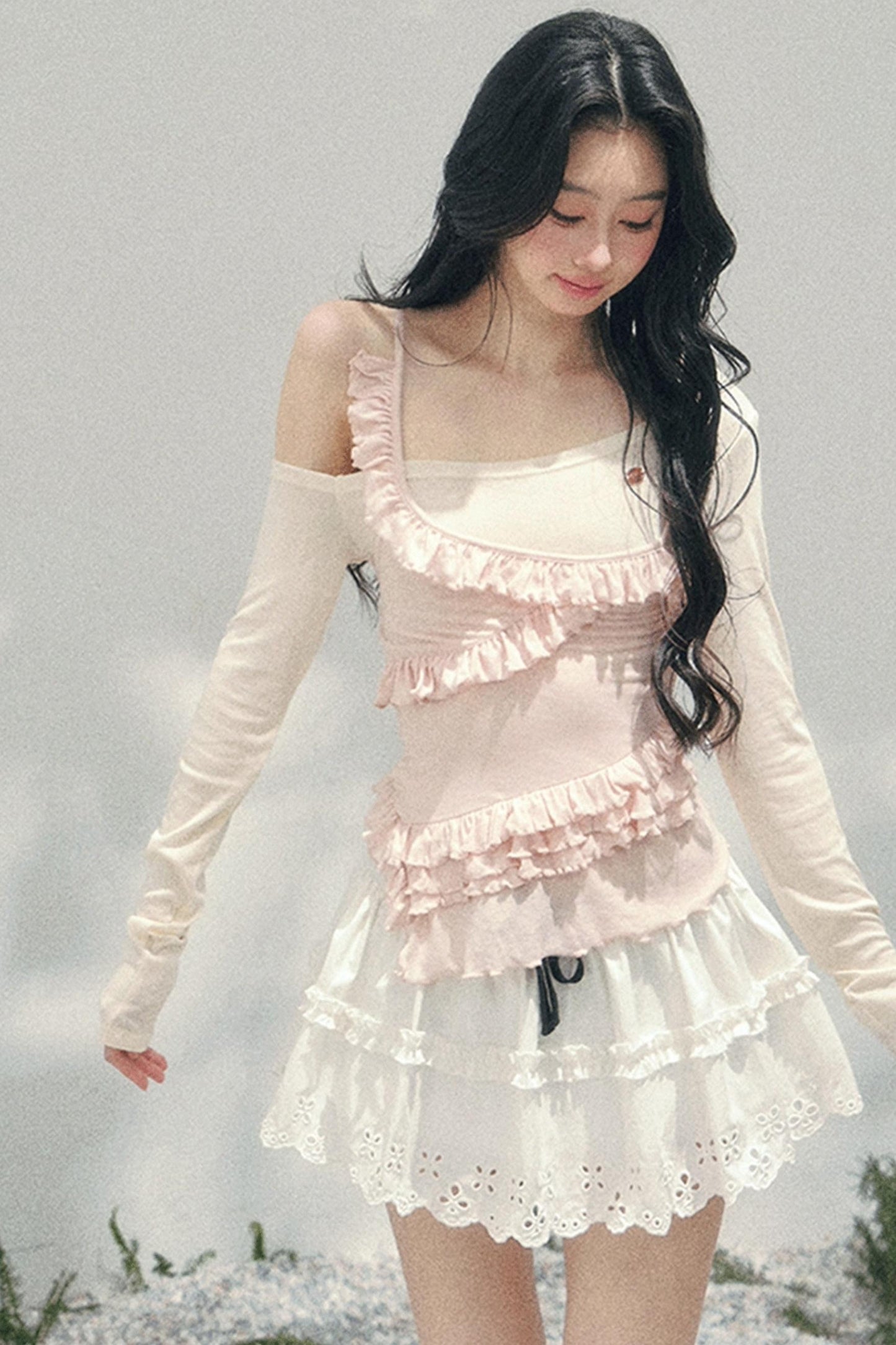 Frosty Unregelmäßiges Schulterfreies-Top