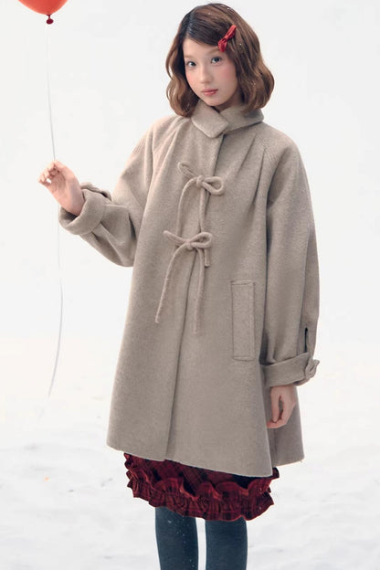 Retro Woolen Bow Coat