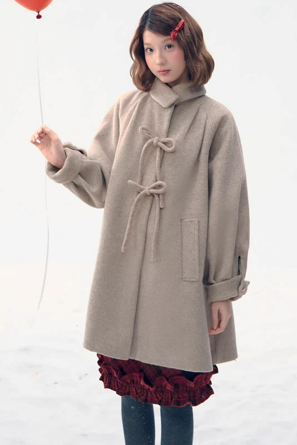 Retro Woolen Bow Coat