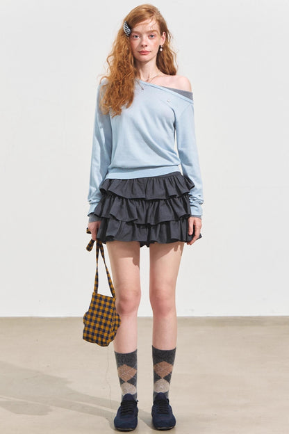 Contrasting Slanted Two Sweaters