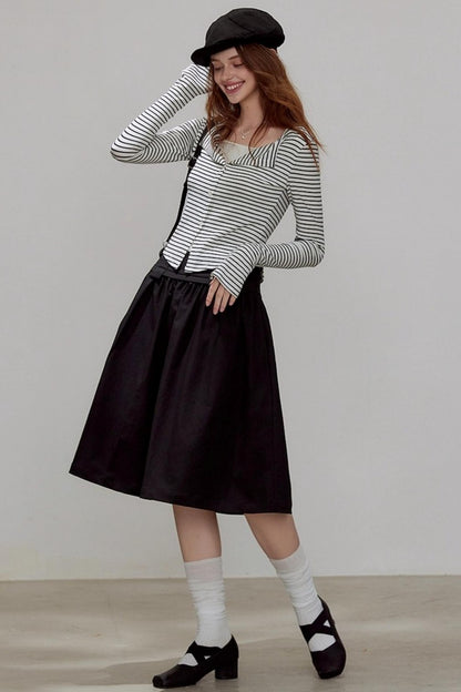 V-neck Striped Knitted Cardigan