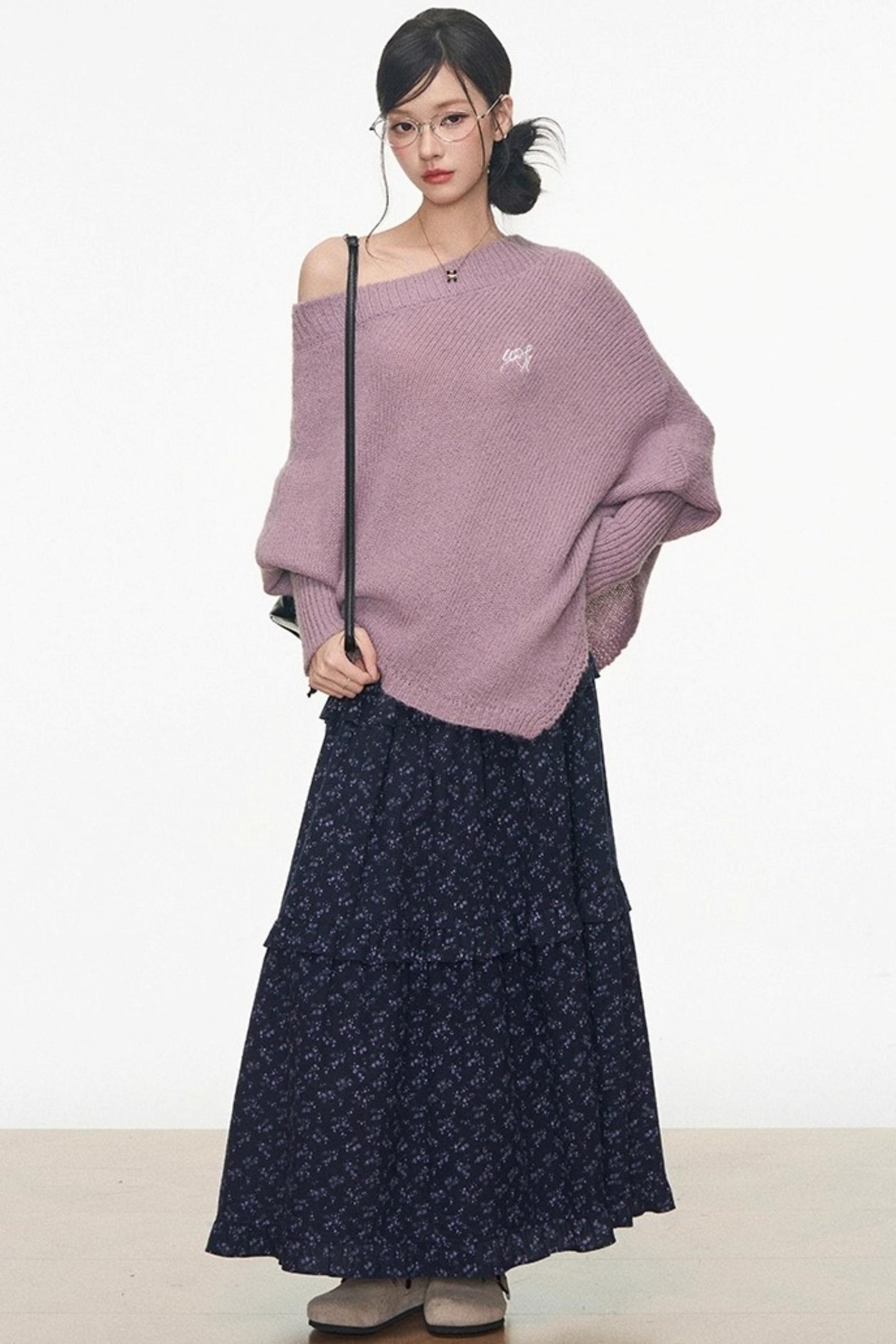 Westayone Floral Sweater Skirt Set-Up