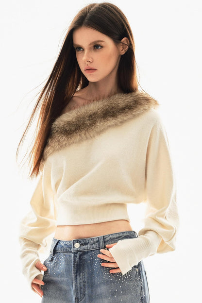 Detachable Fur Collar Sweatshirt
