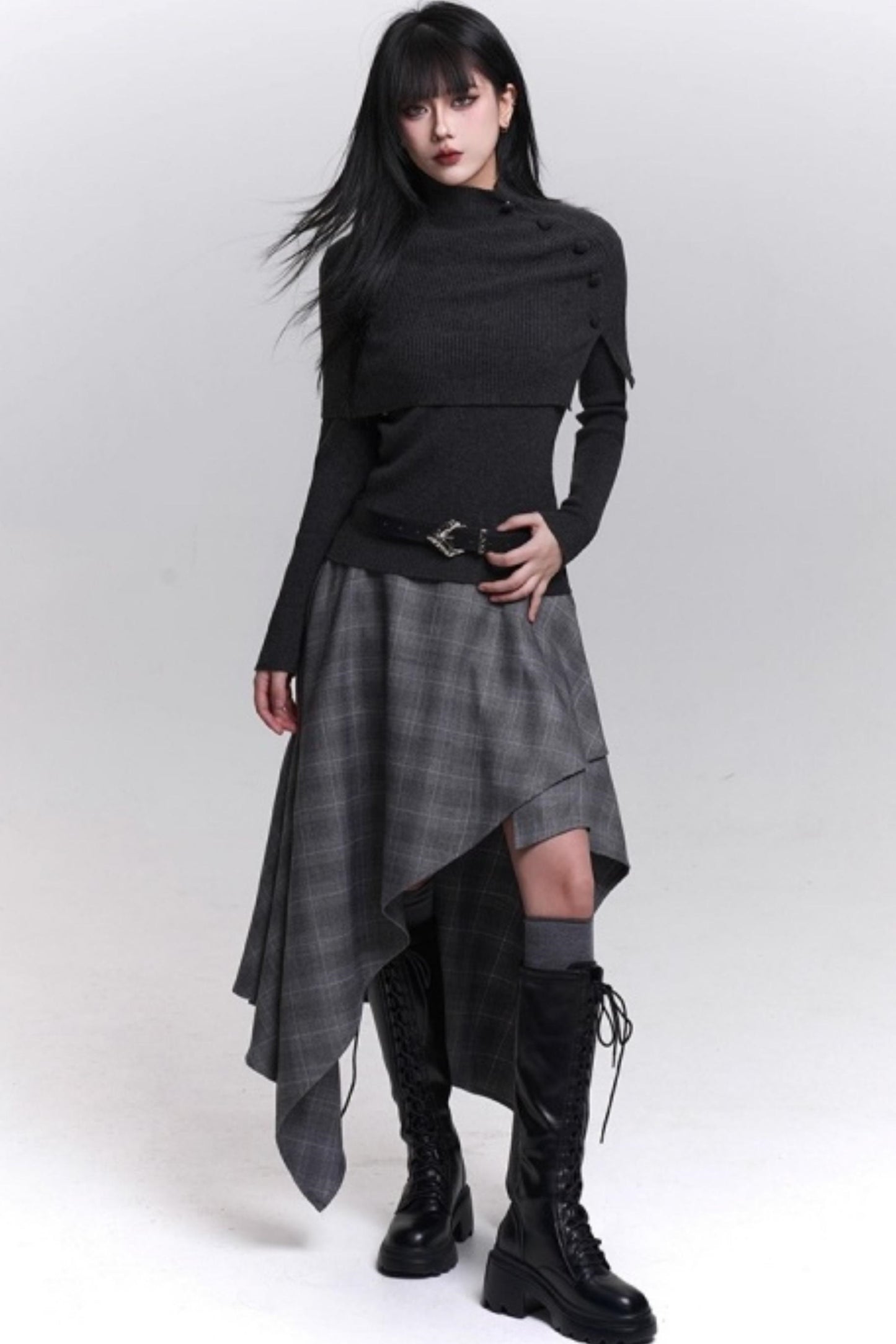Stunning Gray Plaid Skirt