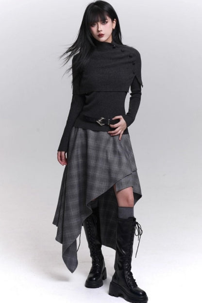 Stunning Gray Plaid Skirt