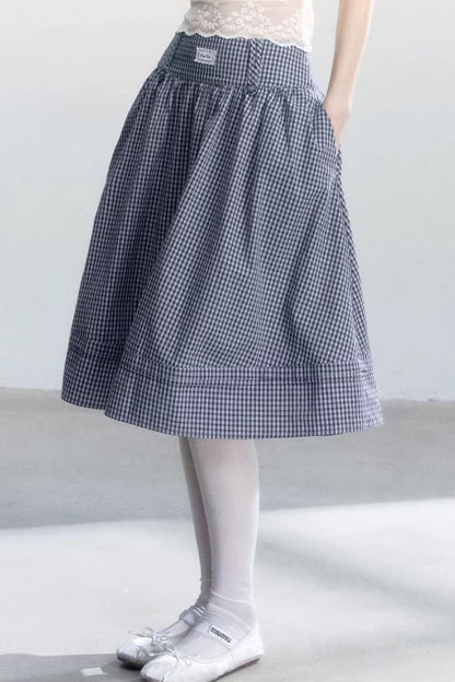 Lace-Up Top and Plaid Skirt Set-Up