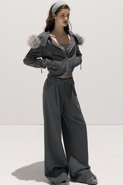 Basic Wool High-Waisted Wide-Leg Trousers