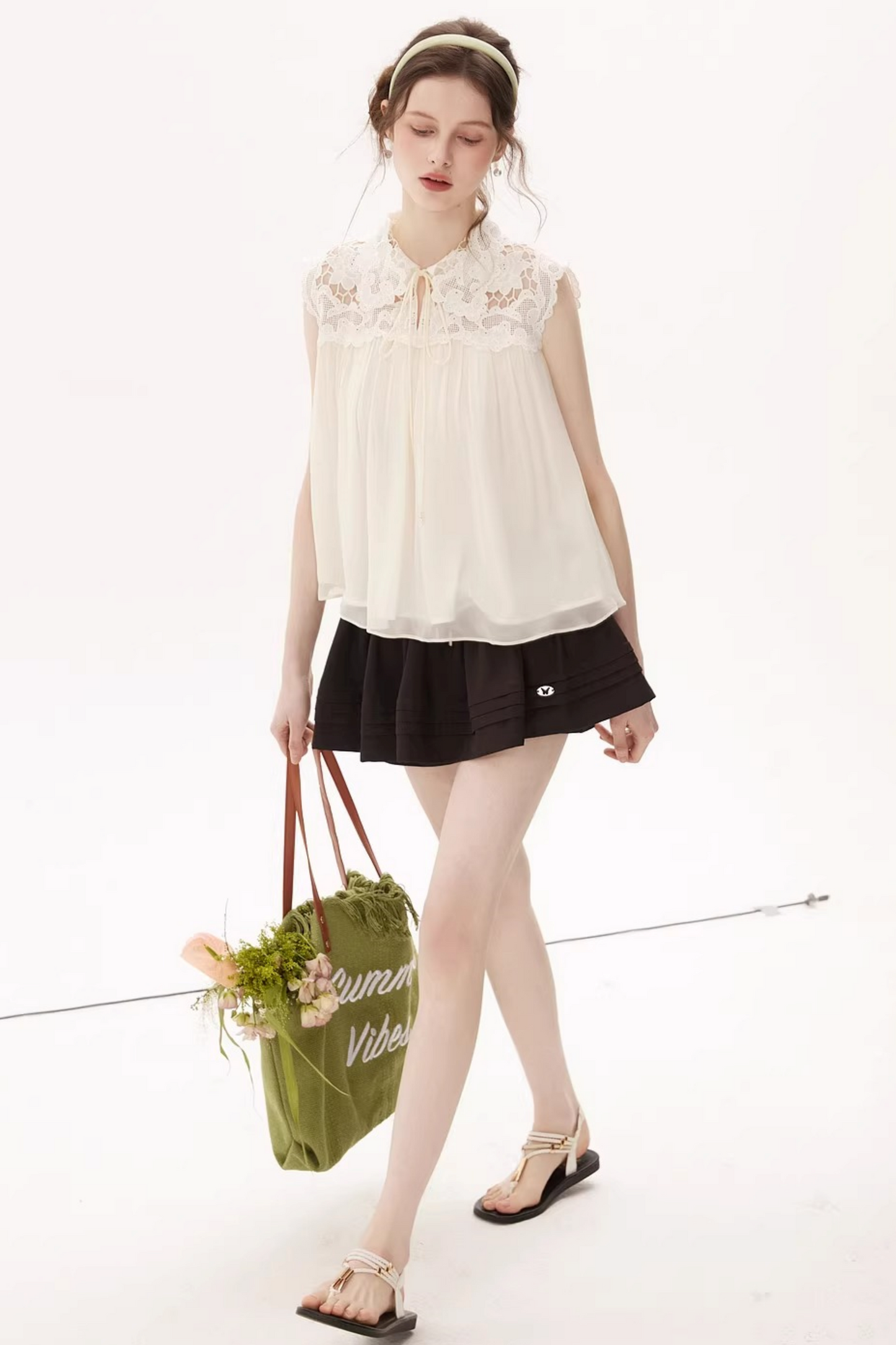 Hollow Embroidery Lace Top