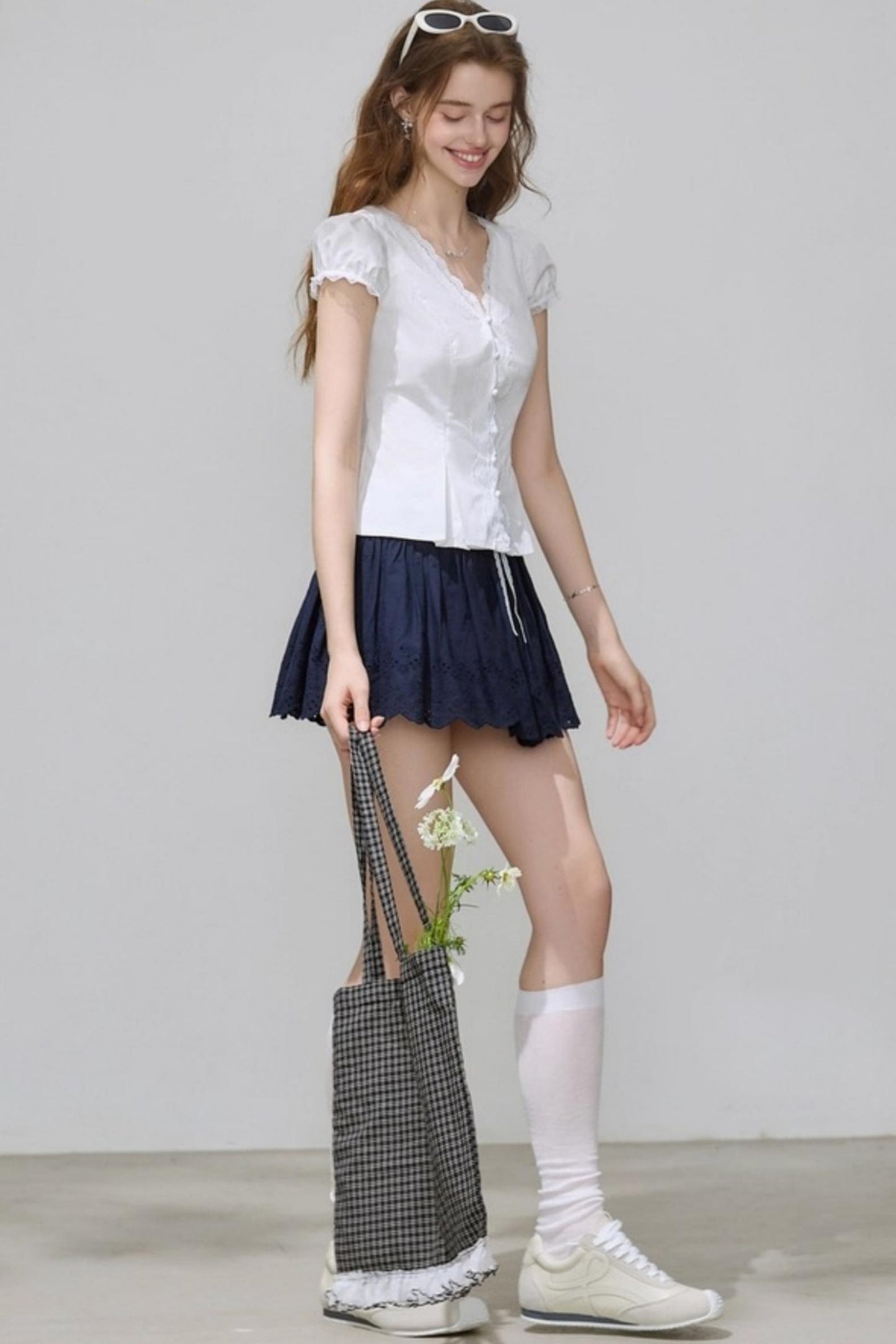 White V-Neck Slimming Shirt