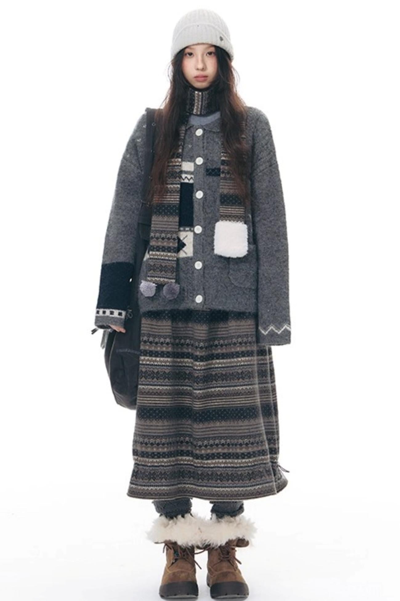 Doll Collar Knitted Cardigan