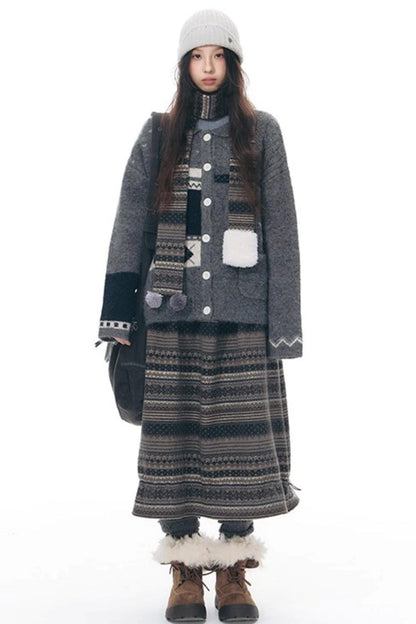 Doll Collar Knitted Cardigan