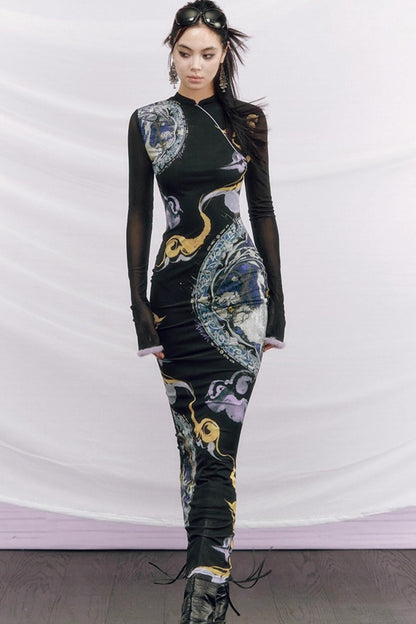 Hand-Painted Cheongsam Fishtail Dress
