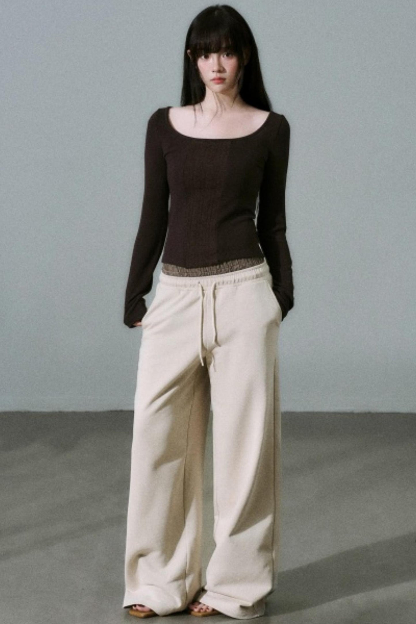 Crew Neck Patchwork Slim Sweater