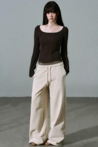 Crew Neck Patchwork Slim Sweater