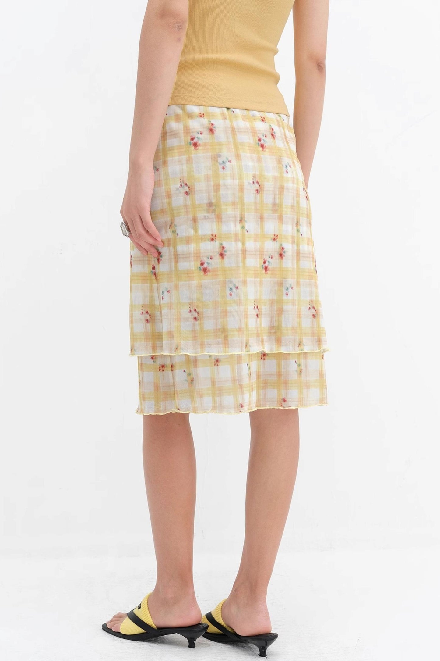 Vibrant Floral Mesh Skirt