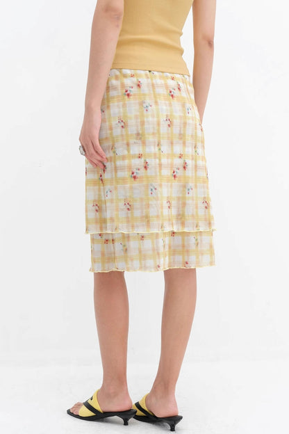 Vibrant Floral Mesh Skirt