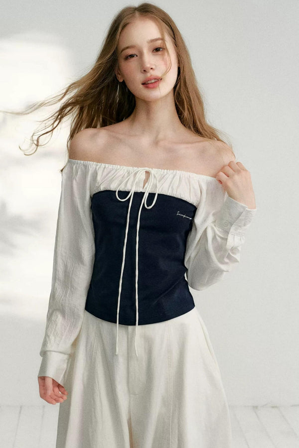 Color Block Off Shoulder Tee