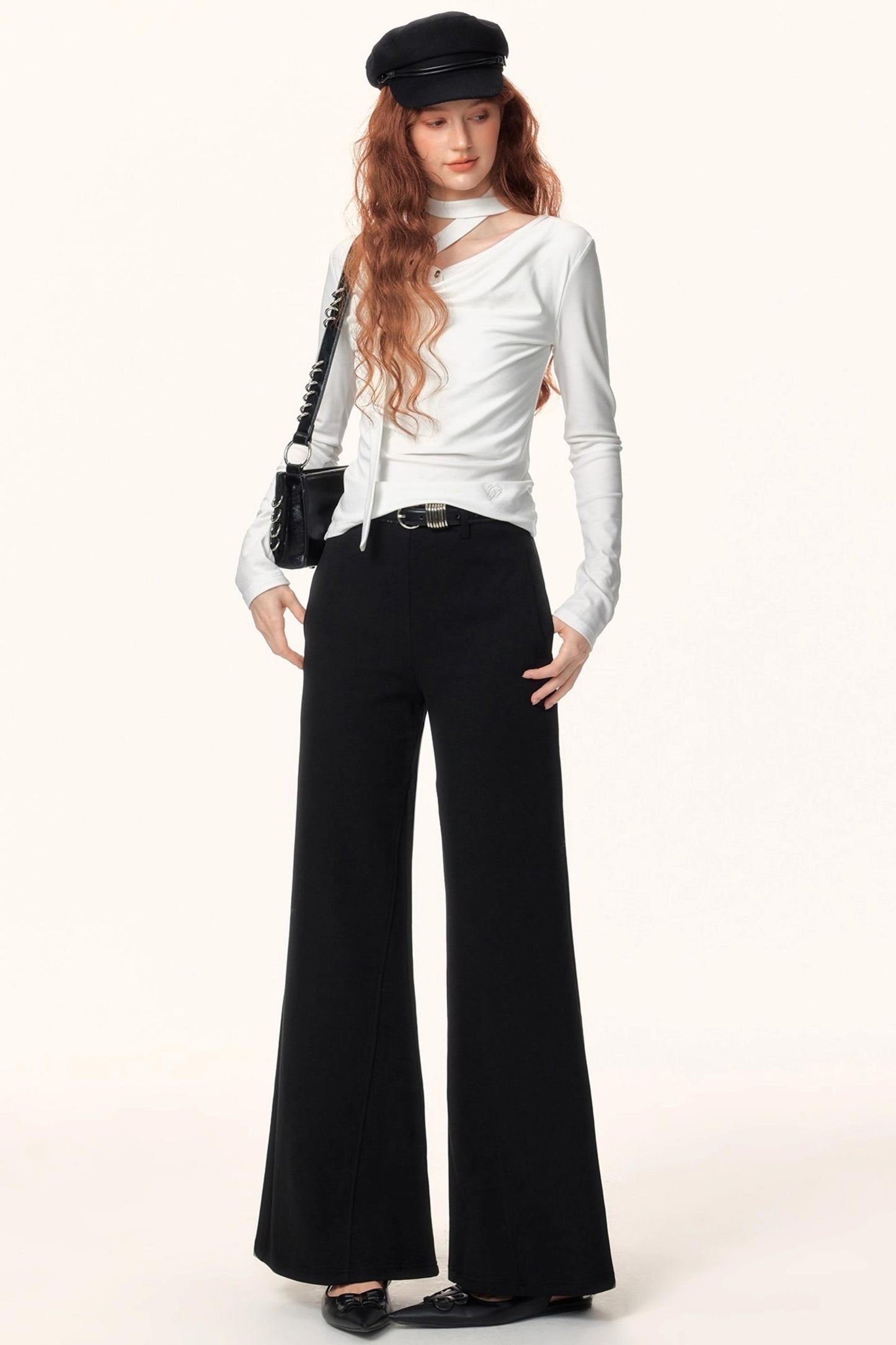 Black Knit Flared Pants
