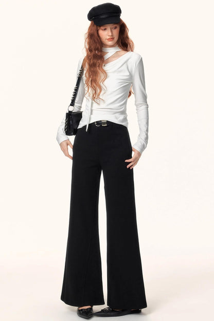 Black Knit Flared Pants