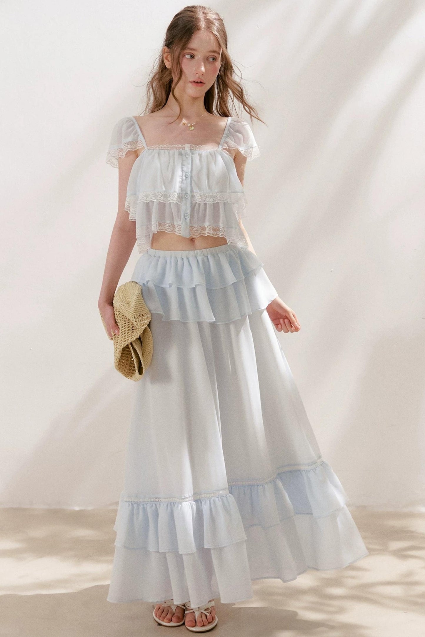 Romantic Lace Ruffle Skirt Set-Up