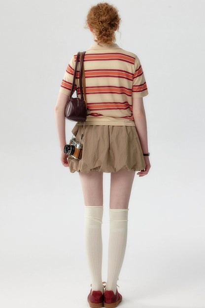 Lyocell Striped Polo Top