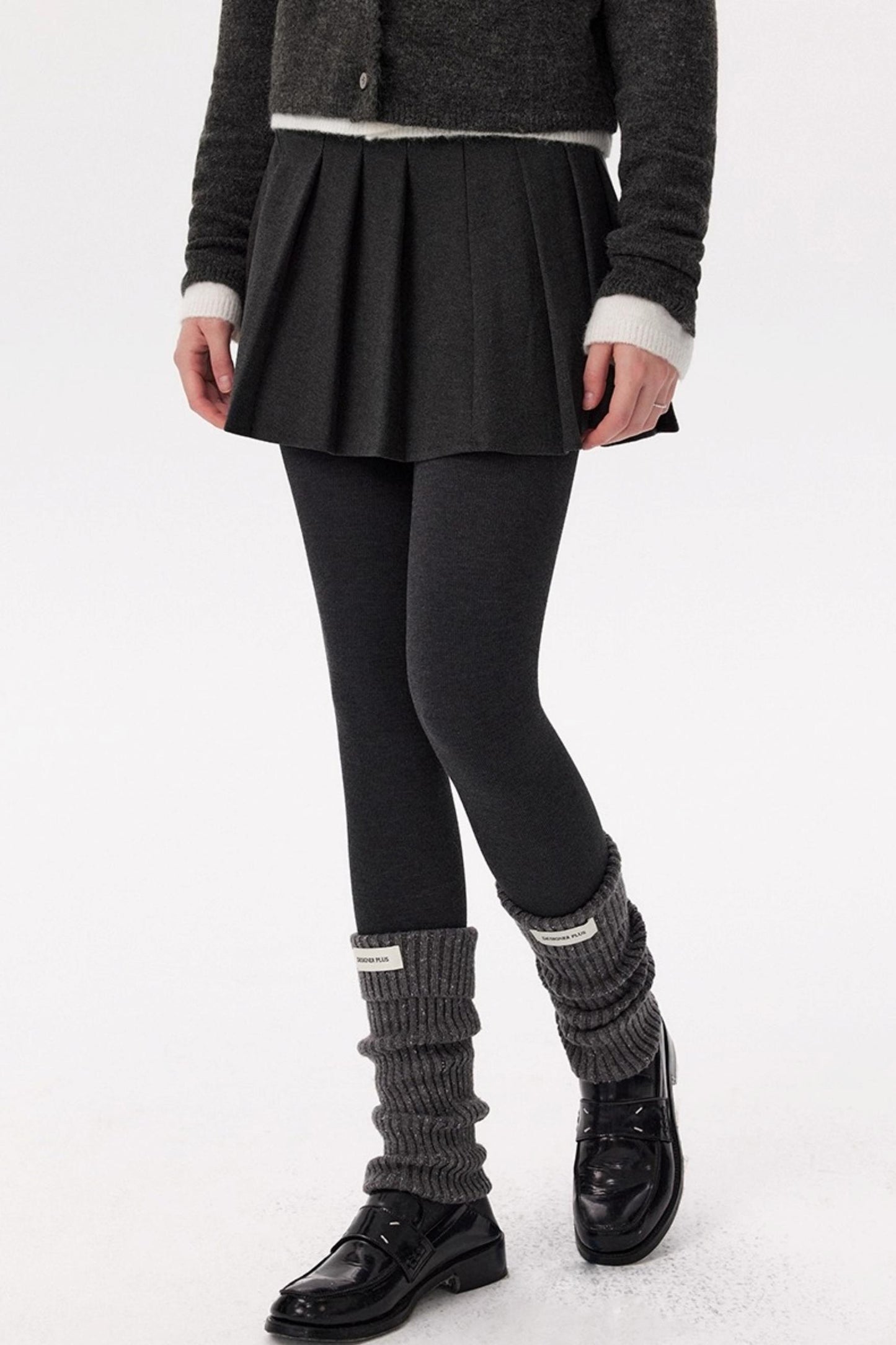 Gray Woolen Pleated Skirt