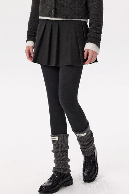 Gray Woolen Pleated Skirt
