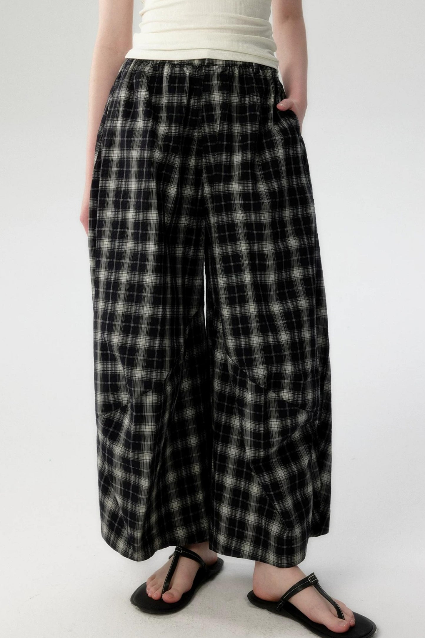 Elegant Plaid Lantern Pants