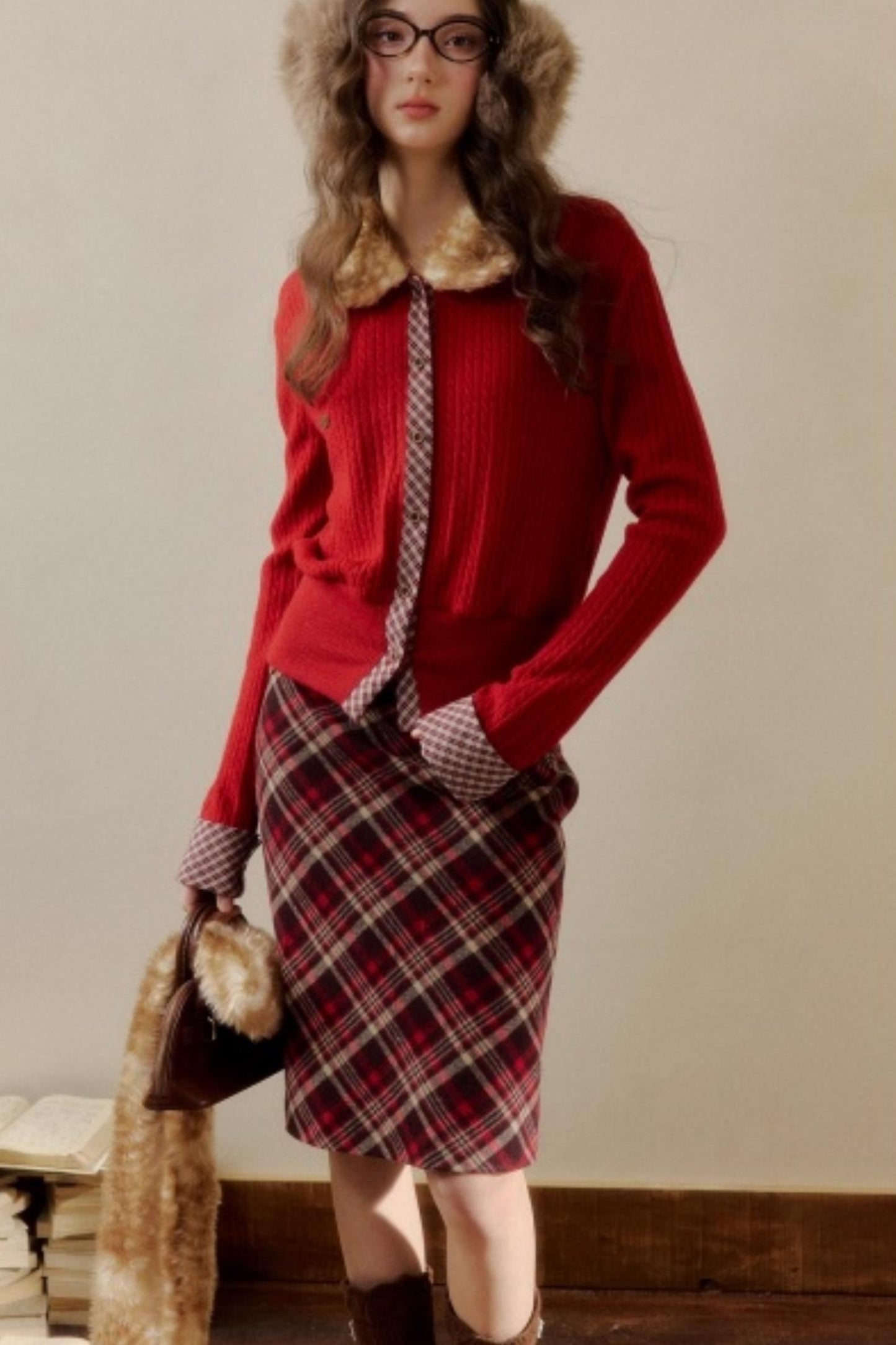 Retro Reindeer Plaid Sweater