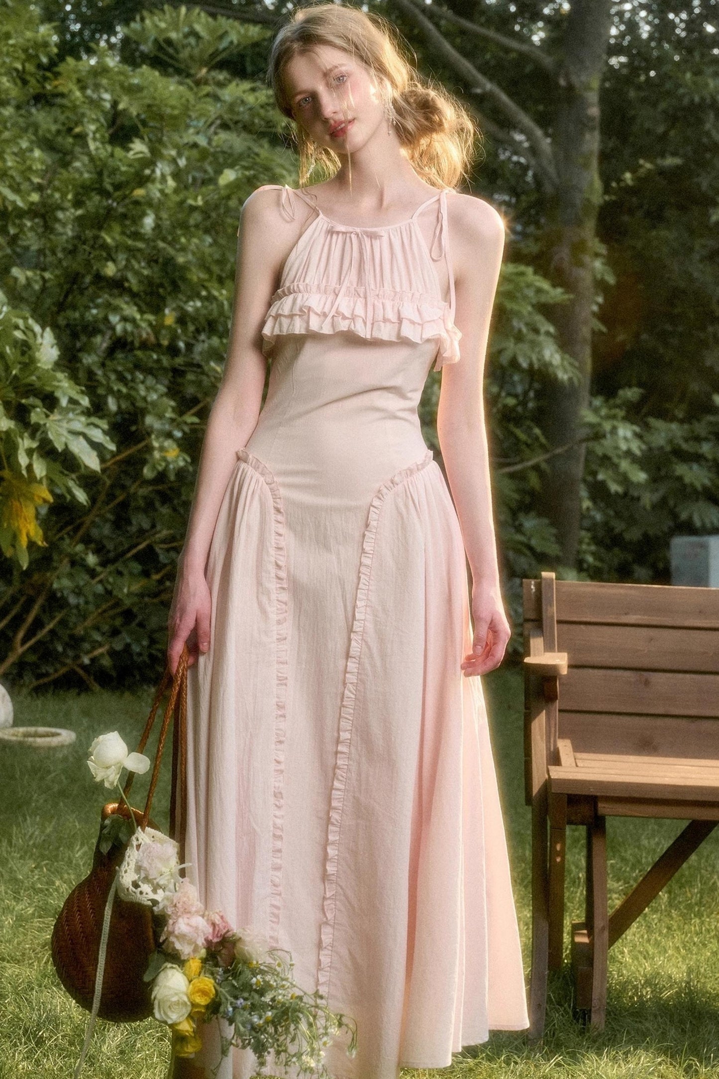 Rose Sea Halterneck Long Skirt