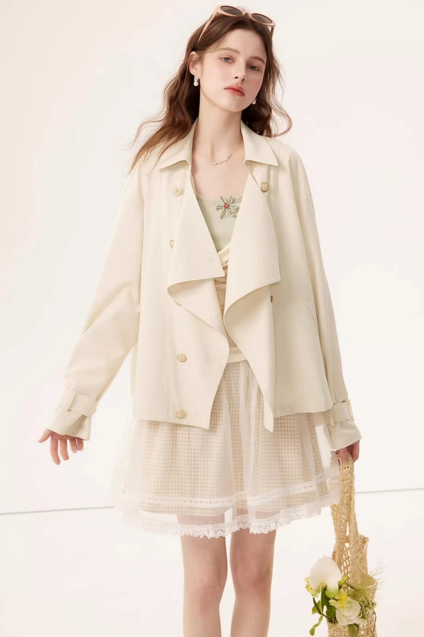 Short Double-Breasted Trench Coat