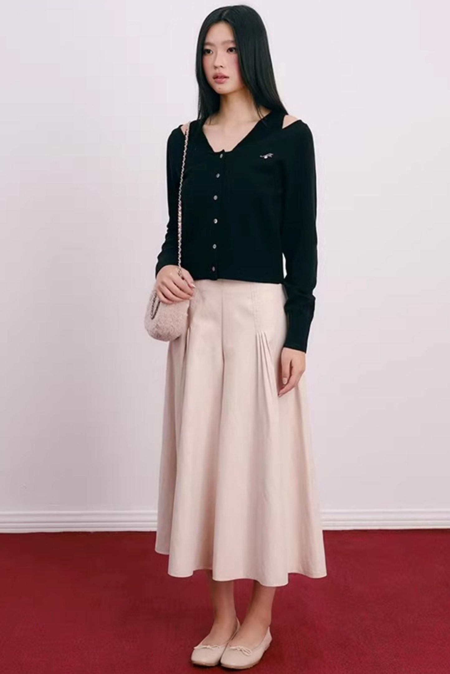 Color-Blocked Velvet Knit Cardigan