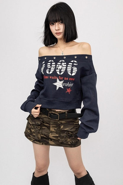 Vintage Spice schulterfreies T-Shirt