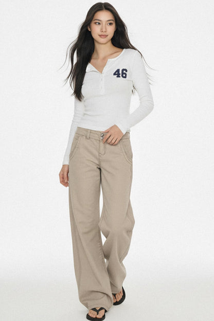 Retro Low-Waist Denim Pants