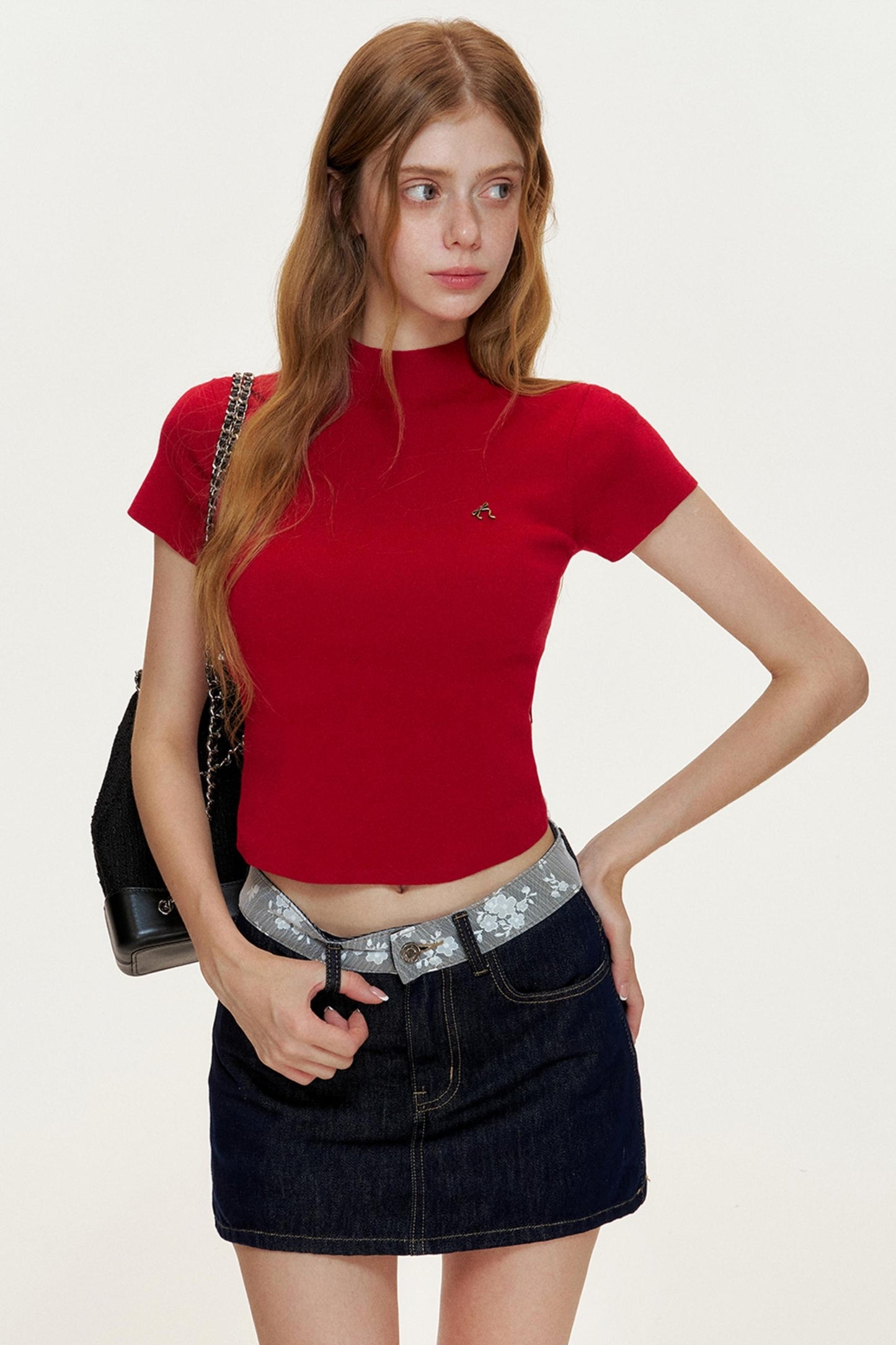 Slim-Fit Knitted Short-Sleeved T-Shirt