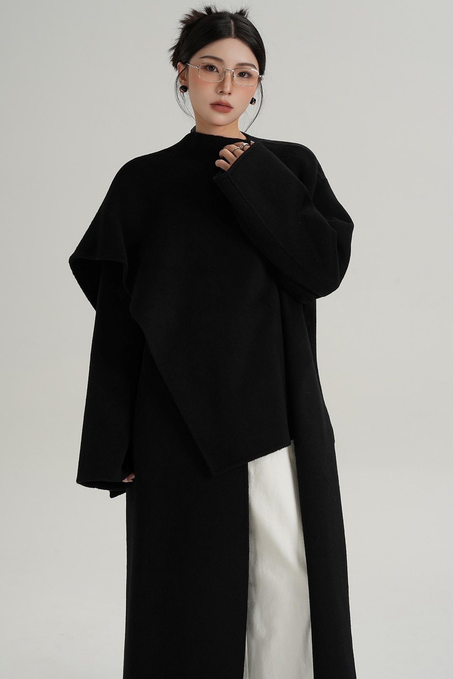 High-End Shawl Collar Wool Long Coat