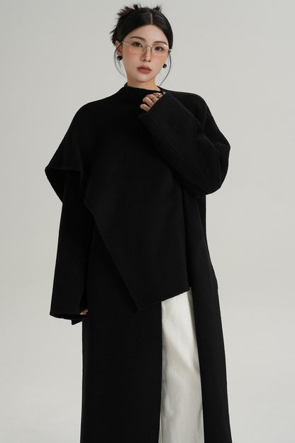 High-End Shawl Collar Wool Long Coat