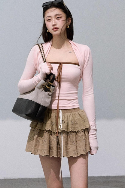 Lyocell Embroidered Puffy Cake Skirt