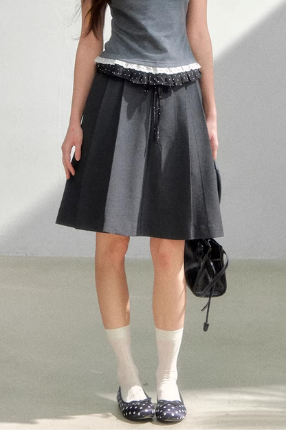 Polka Dot Pleated Skirt