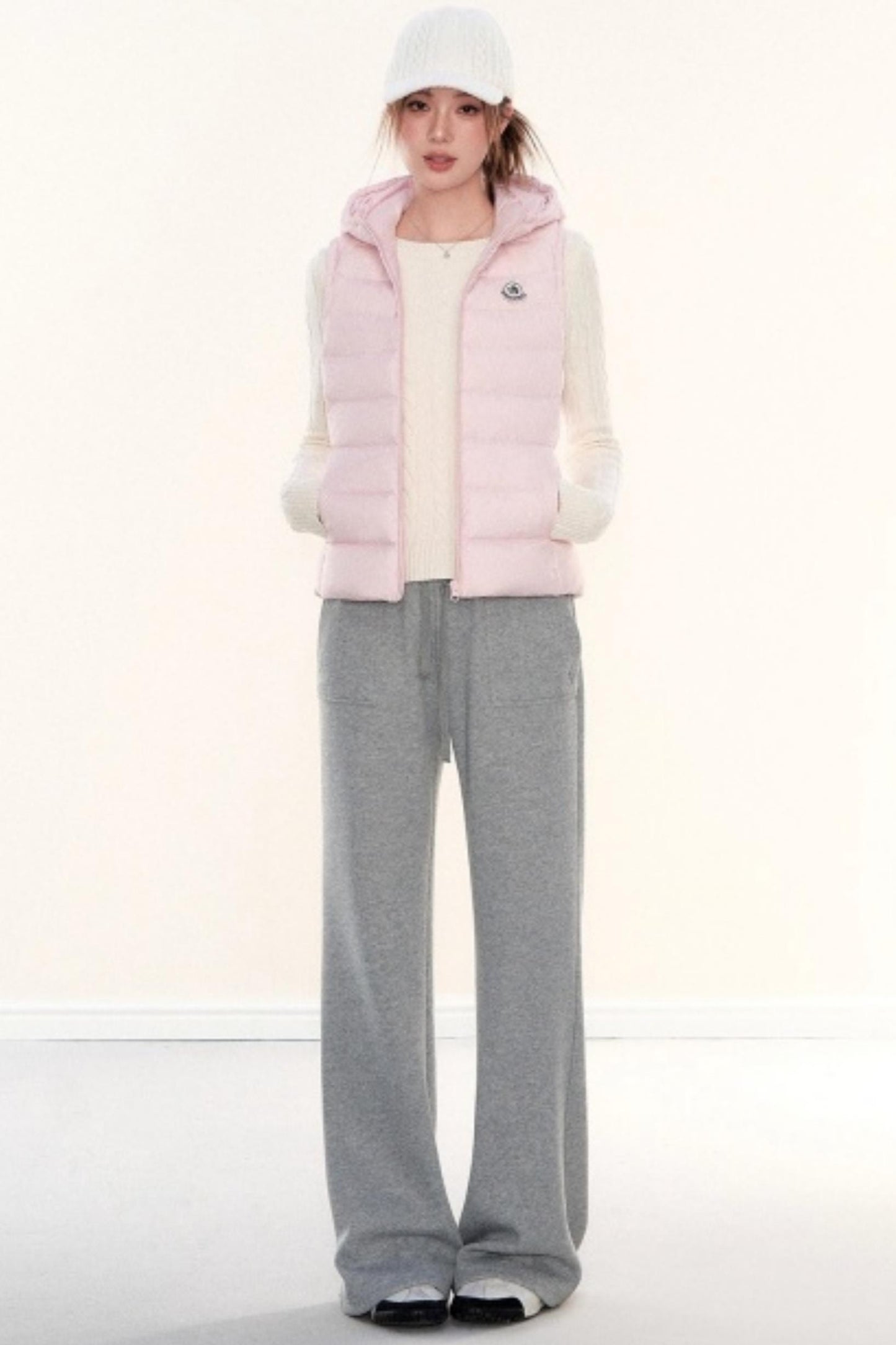 Hooded Ribbed Down Vest